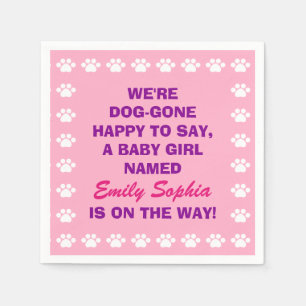 Personalized Baby Girl - Dog Themed Baby Shower Napkin