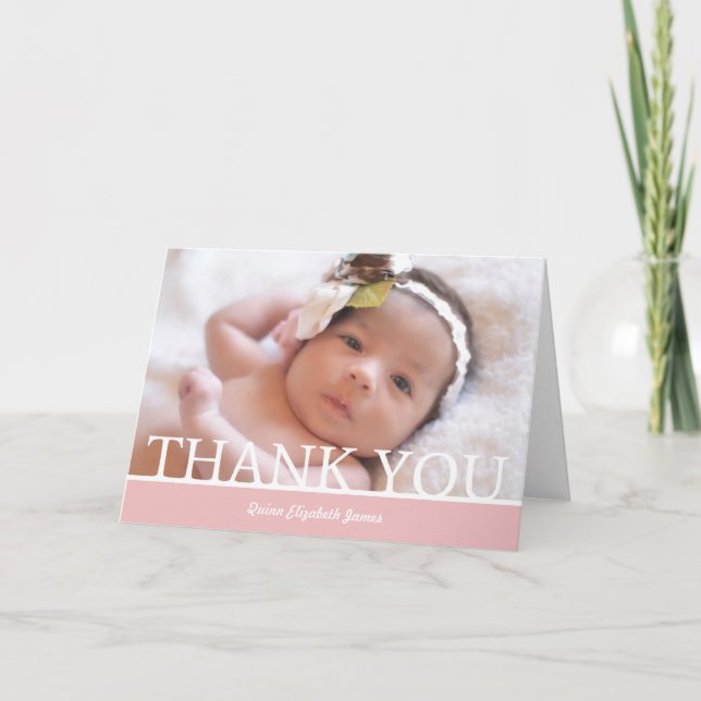 Personalized Baby Girl Thank You Card - 5" x 7" (Front)