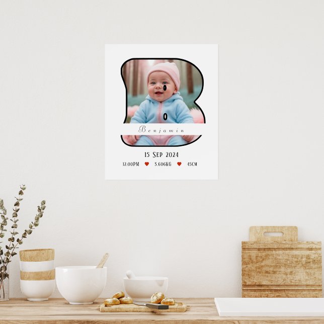 Personalized Baby Letter B With Border - Poster (Kitchen)