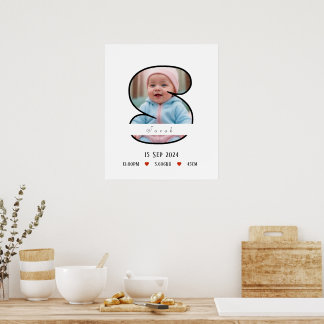 Personalized Baby Letter S With Border Poster