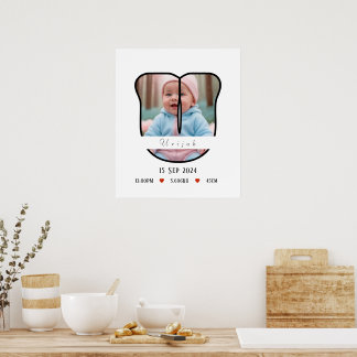 Personalized Baby Letter U With Border Poster
