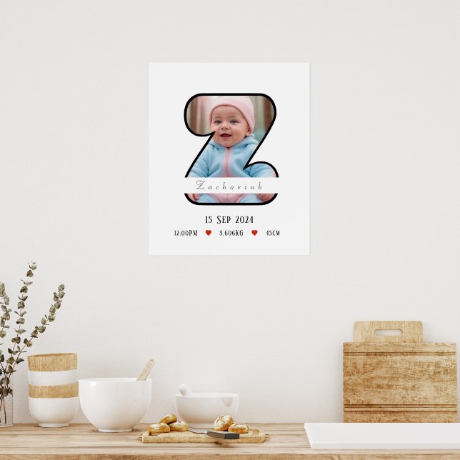 Personalized Baby Letter Z With Border Poster (Kitchen)