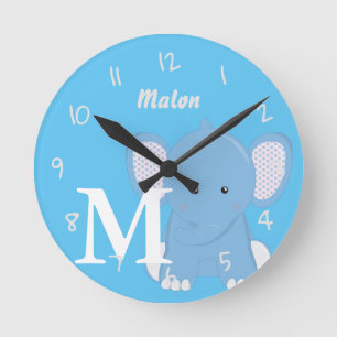 Personalized Baby Light Blue Round Clock