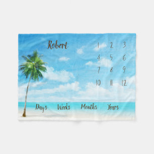 Personalized Baby Milestone Fleece Blanket