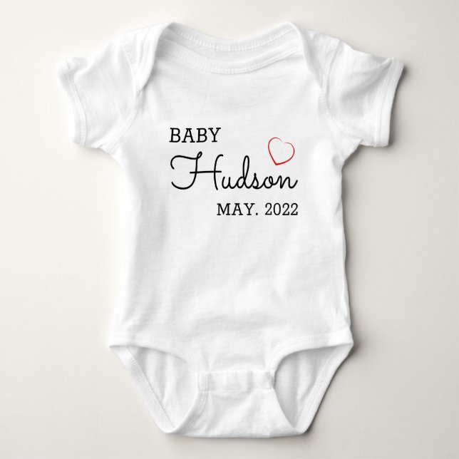 Personalized Baby Name Announcement Bodysuit (Front)
