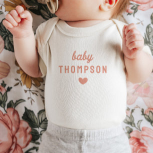 Personalized Baby Name Pink Heart Announcement  Bodysuit