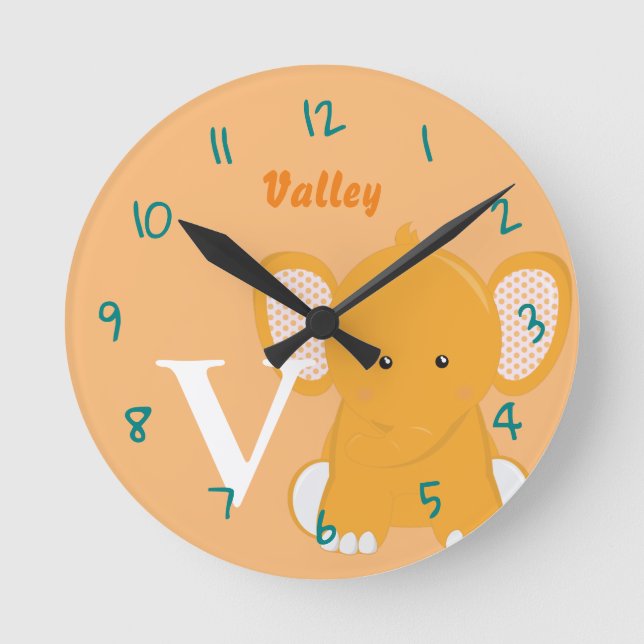 Personalized Baby Orange  Round Clock (Front)