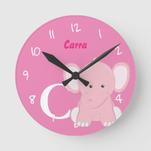Personalized Baby Pastel Pink Round Clock