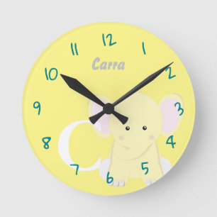 Personalized Baby Pastel Yellow Round Clock