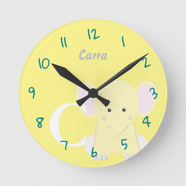 Personalized Baby Pastel Yellow Round Clock (Front)