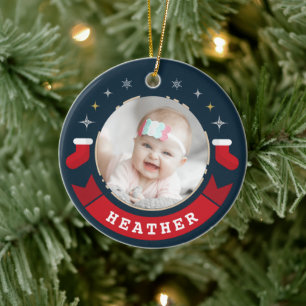 Personalized Baby Photo First Christmas Ceramic Tree Decoration
