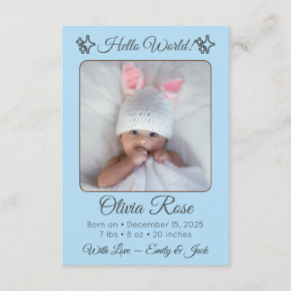 Personalized Baby Photo Name & Parents for Newborn Announcement