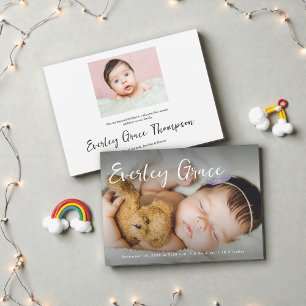 Personalized Baby Photos Elegant Script Name Announcement