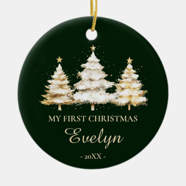 Personalized Baby’s First Christmas Ceramic Tree Decoration (Front)