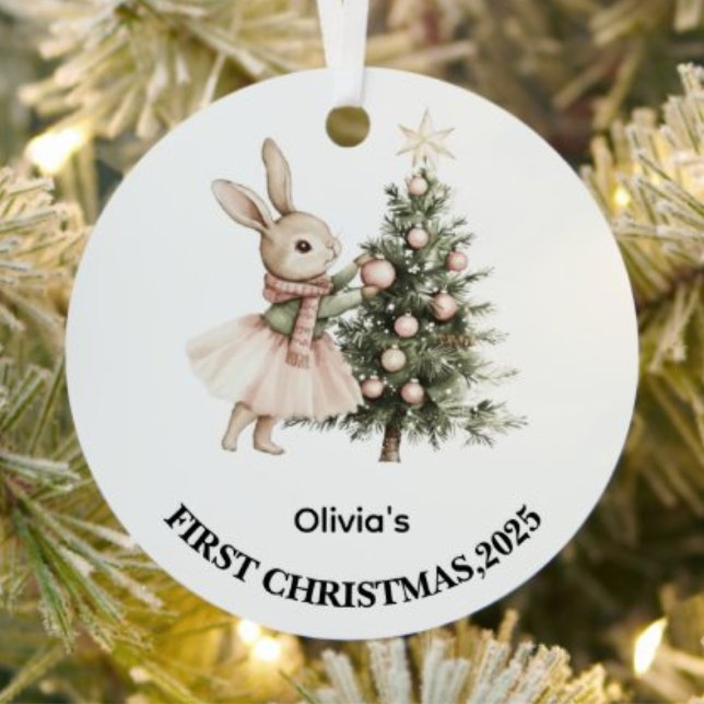 Personalized Baby’s First Christmas Ornament 2025 (Celebrate her first Christmas with a clean, modern ornament personalized with name. 🎄✨)