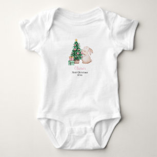 Personalized Baby’s First Christmas rabbit theme Baby Bodysuit