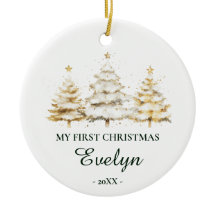 Personalized Baby’s First Christmas, White
