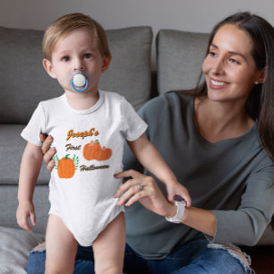 Personalized Baby’s First Halloween Pumpkin Baby Bodysuit