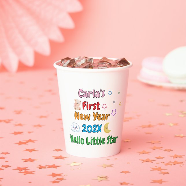 Personalized Baby’s First New Year – Cute Design Paper Cups (Insitu)
