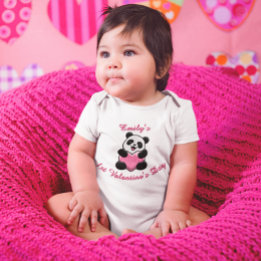 Personalized Baby’s First Valentine’s Day Panda Baby Bodysuit