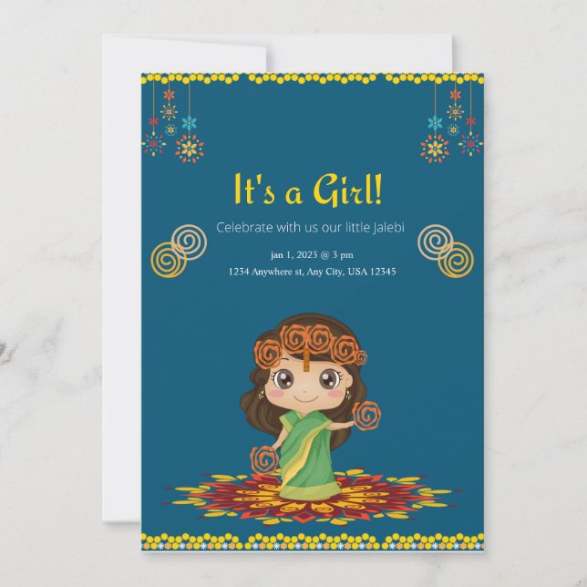 PERSONALIZED BABY SHOWER GIRL HOLIDAY CARD (Front)