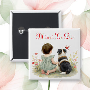 Personalized Baby Shower   Mimi To Be 15 Cm Square Badge