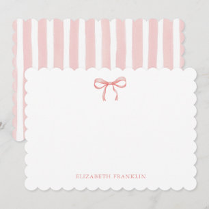 Personalized Baby Stationery Pink Watercolor Bow Card