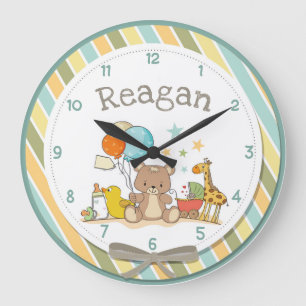 Personalized Baby Teddy Bear Giraffe Rubber Ducky Large Clock