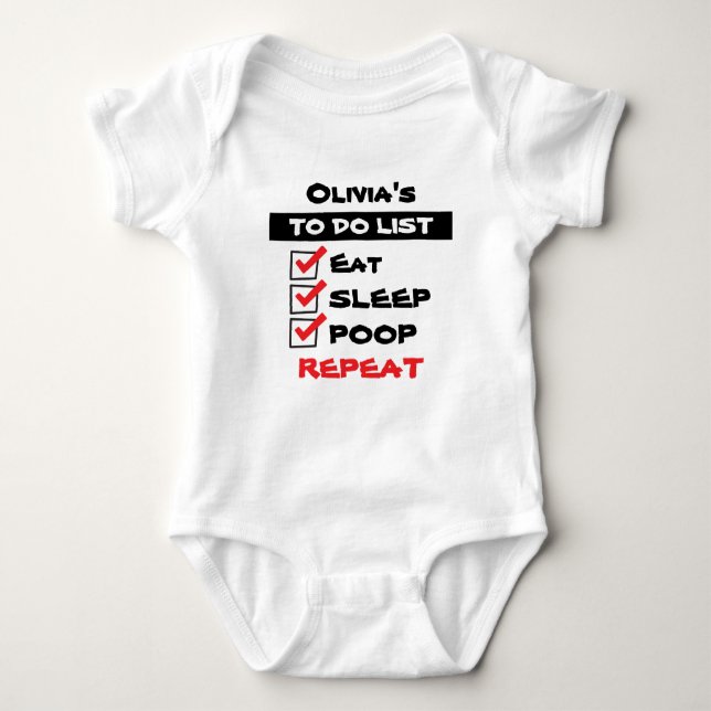 Personalized Baby TO DO LIST Baby Bodysuit (Front)