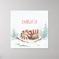 Personalized Baby Wall Art, Sleeping Bear Nursery