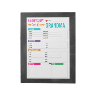 Personalized Baby's Day Sitter Notes