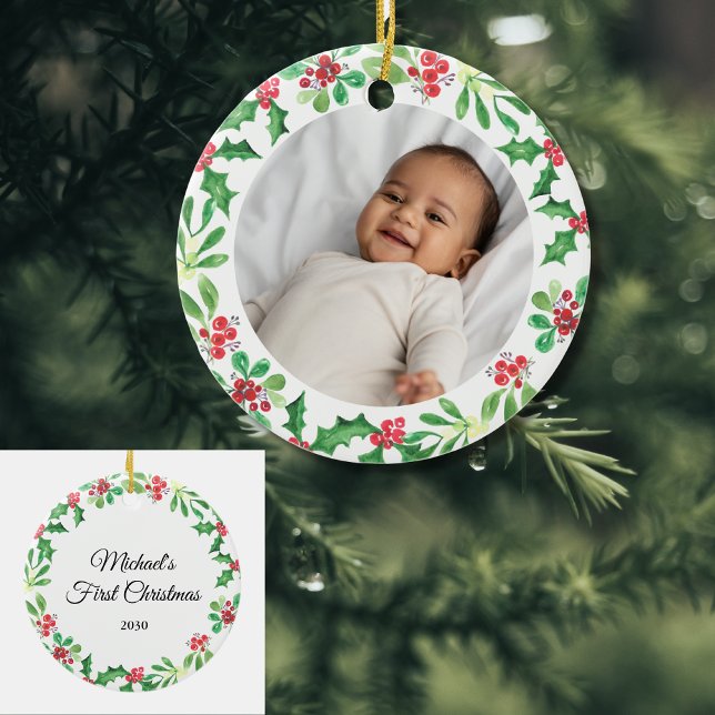Personalized Baby's First Christmas Holiday  Ceramic Tree Decoration (Creator Uploaded)