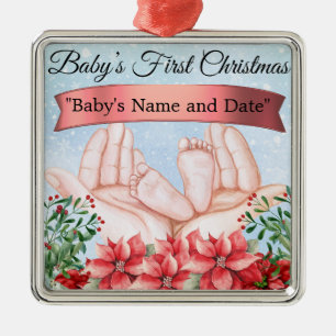 Personalized "Baby's First Christmas" Metal Tree Decoration