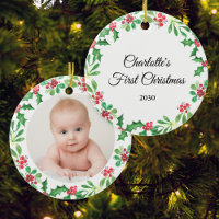 Personalized Baby's First Christmas Photo