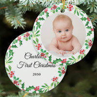 Personalized Baby's First Christmas Photo