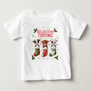 Personalized Baby's First Cow Christmas Tee