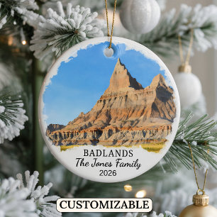 Personalized Badlands National Park, South Dakota Ceramic Tree Decoration