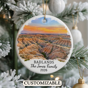Personalized Badlands National Park, South Dakota Ceramic Tree Decoration