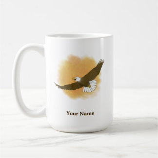 Personalized Bald Eagle with Orange Background Coffee Mug