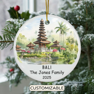 Personalized Bali Ornament, Oceania Ceramic Tree Decoration