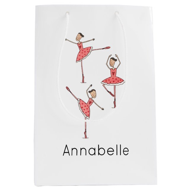 Personalized Ballerina Ballet Dancer Medium Gift Bag (Front)