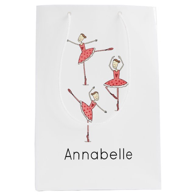 Personalized Ballerina Ballet Dancer Medium Gift Bag (Front)