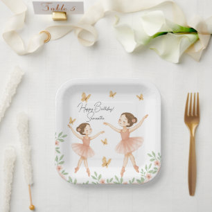 Personalized Ballerina Birthday Party Paper Plate