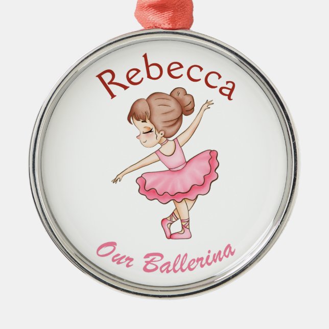 Personalized ballerina Gift, custom ballet dancer, Metal Tree Decoration (Front)