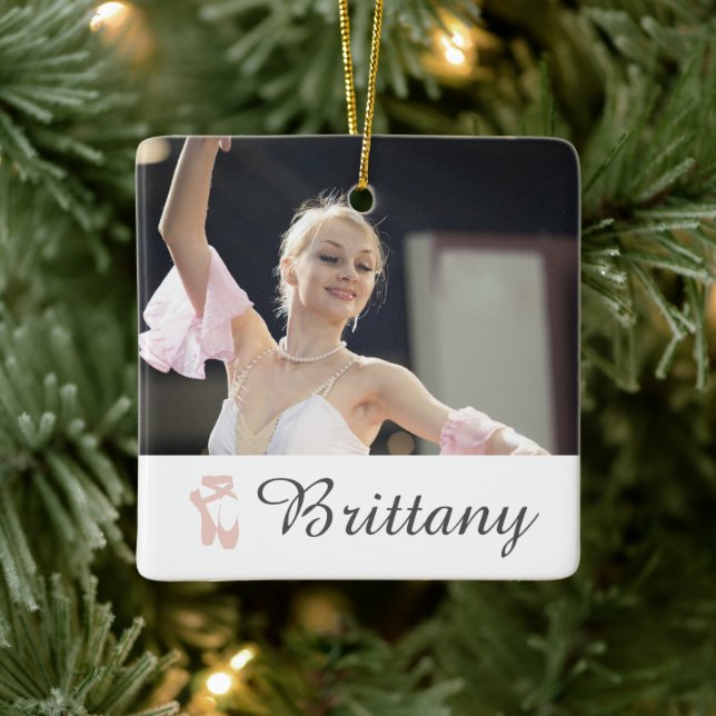 Personalized Ballet Photo Ballerina Name Slippers Ceramic Tree Decoration (Tree)