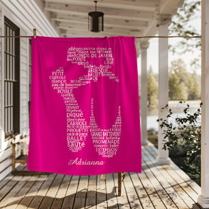 Personalized Ballet Shoe Typgography Fleece Blanket