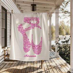 Personalized Ballet Shoe Typgography  Fleece Blanket