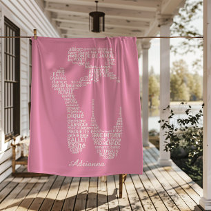 Personalized Ballet Shoe Typgography Fleece Blanket