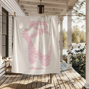 Personalized Ballet Shoe Typgography  Fleece Blanket