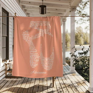 Personalized Ballet Shoe Typgography Fleece Blanket